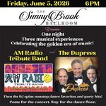 Live music. DJ dance party. One ticket. One epic night.  AM Radio Tribute Band at Historic Sunnybrook Ballroom on Friday, June 5th at 6:00 PM - Opening for The Duprees! Then the DJ spins nonstop dance favorites and party hits!