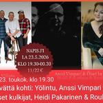 Kevättä kohti: Yölintu, Anssi Vimpari & Öiset kulkijat, Heidi Pakarinen & Roulette. Karaok
