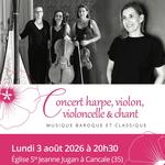 Concert harpe violon violoncelle et chanteuse