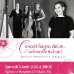 Concert harpe violon violoncelle et chanteuse
