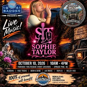 Free Sophie Taylor Spruce Pine Tickets, Parkway Fire & Rescue Oct